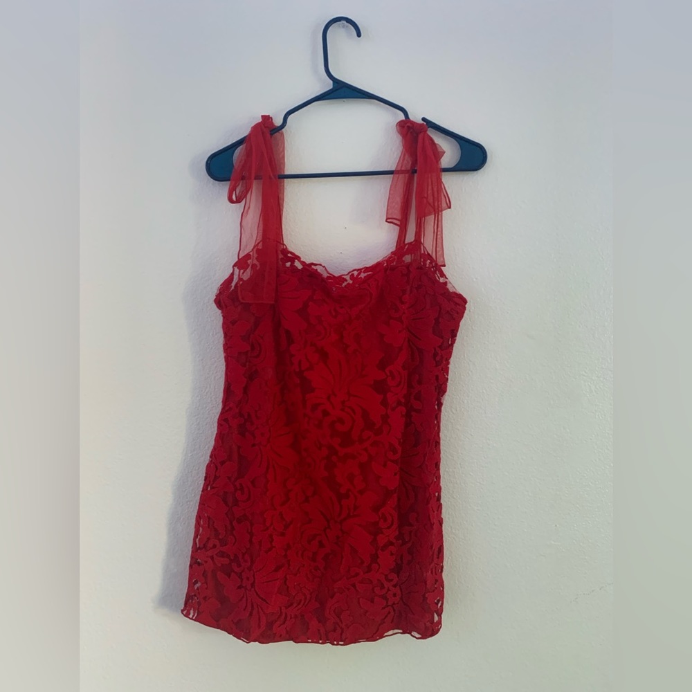 Lucy In The Sky Red Lace Mini Dress, size Large